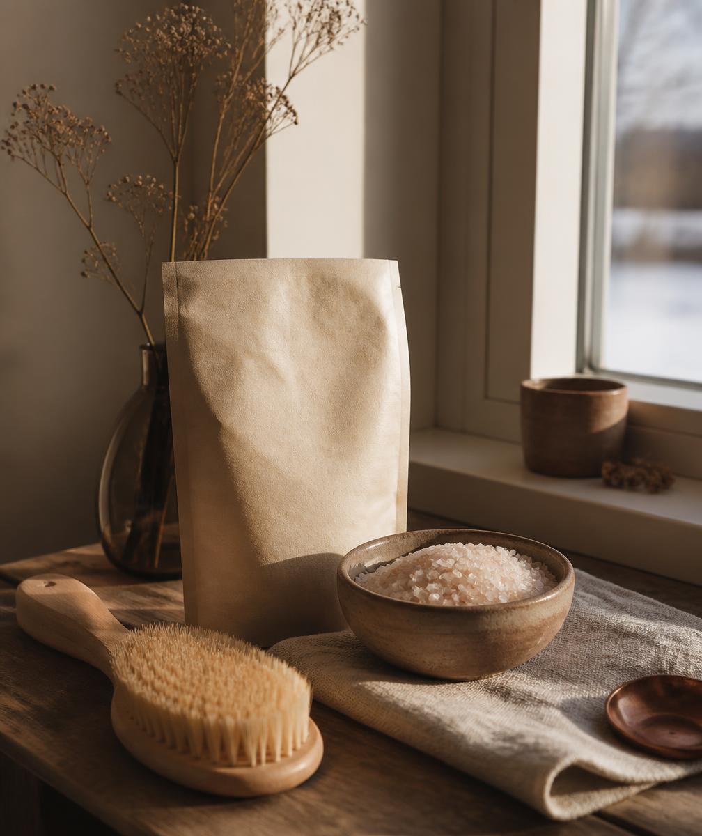 Mineral Bath Ritual / Rituel de bain minéral arranged with natural materials